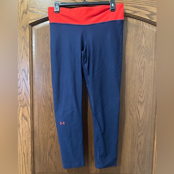 Women’s Under Armour Compression Legging, red and navy - Picture 1 of 5